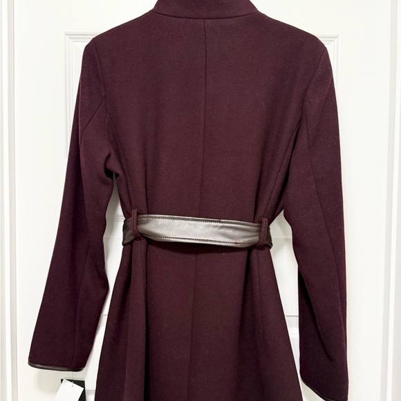 Nine West Women's Burgundy Wool Blend Coat with Belt - NEW - Picture 6 of 15